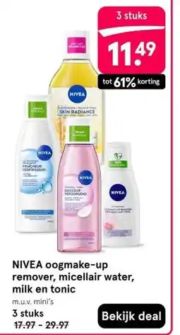 Etos Nivea oogmake up remover micellair water milk en tonic aanbieding