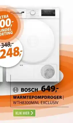 Expert Bosch Warmtepompdroger WTH8300MNL Exclusiv aanbieding
