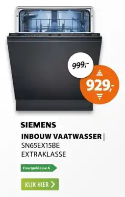 Expert Siemens Inbouw Vaatwasser SN65EX15BE Extraklasse aanbieding