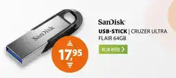 Expert SanDisk USB Stick Cruzer Ultra Flair 64GB aanbieding