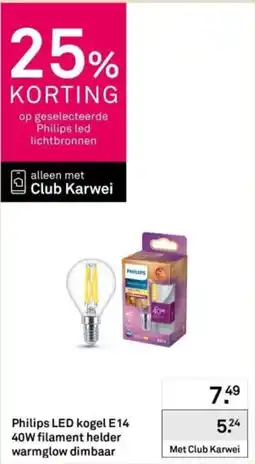 Karwei Philips LED kogel E14 aanbieding