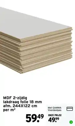 GAMMA MDF 2-zijdig lakdraag folie 18 mm aanbieding