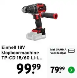 GAMMA Einhell 18V klopboormachine TP-CD 18/60 LI-I... aanbieding
