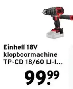 GAMMA Einhell 18V klopboormachine TP-CD 18/60 LI-I aanbieding