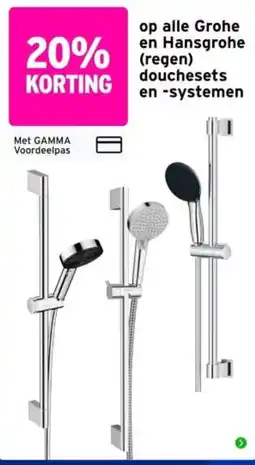 GAMMA Grohe en Hansgrohe (regen) douchesets en -systemen aanbieding