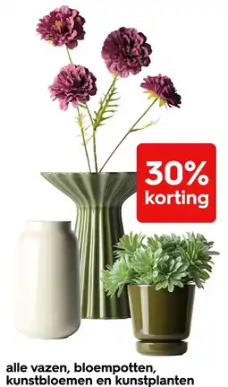 HEMA alle vazen, bloempotten, kunstbloemen en kunstplanten aanbieding