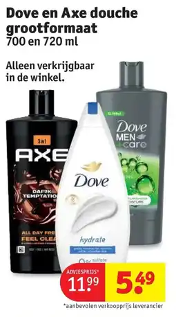 Kruidvat Dove en Axe douche grootformaat aanbieding