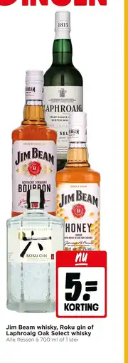 Jumbo Jim Beam whisky, Roku gin of Laphroaig Oak Select Whisky aanbieding