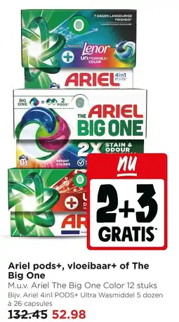 Jumbo Ariel pods+, vloeibaar+ of The Big One aanbieding
