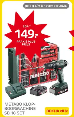 Praxis Metabo klop-boormachine SB 18 set aanbieding