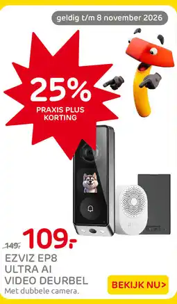 Praxis Ezviz EP8 ultra AI video deurbel aanbieding