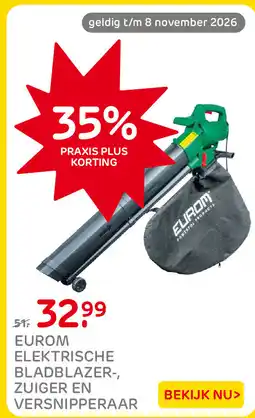 Praxis Eurom elektrische bladblazer-, zuiger en versnipperaar aanbieding