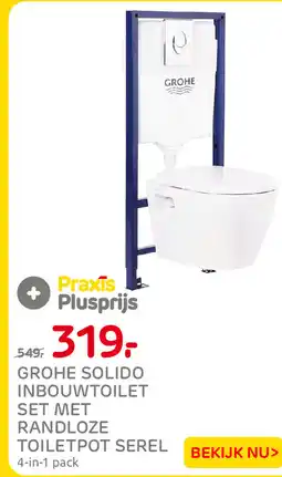 Praxis Grohe solido inbouwtoilet set met randloze toilet pot serel aanbieding