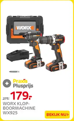 Praxis Worx klopboormachine WX925 aanbieding