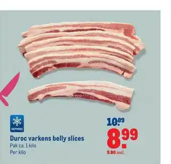 Makro Duroc varkens belly slices aanbieding