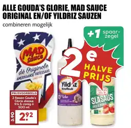 De Boerenschuur gouda's glorie, mad sauce original en/of yildriz sauzen aanbieding
