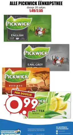 De Boerenschuur pickwick éénkopsthee aanbieding