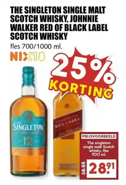 De Boerenschuur singleton single malt scotch whisky, johnnie walker red of black label scotch whisky aanbieding