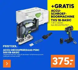 BOUWMAAT Festool Accu Decoupeerzaag PSBC 500 EB-Basic aanbieding
