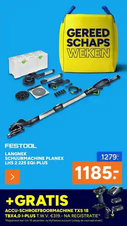BOUWMAAT Festool Langnek Schuurmachine Planex LHS 2 225 EQI-Plus aanbieding