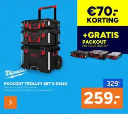 BOUWMAAT Milwaukee Packout Trolley Set aanbieding