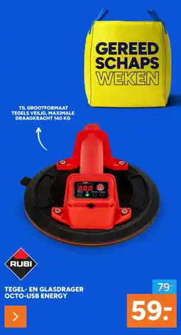 BOUWMAAT Rubi Tegel- en Glasdrager Octo-usb Energy aanbieding