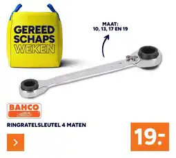 BOUWMAAT Bahco Ringratelsleutel 4 maten aanbieding