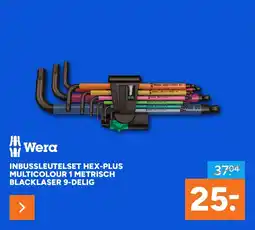 BOUWMAAT Wera Inbussleutelset Hex-Plus Multicolour 1 Metrisch Blacklaser aanbieding