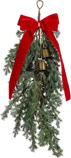 Intratuin Mica Decorations kersthanger Swag bel rood 55 x 25 x 7 cm aanbieding