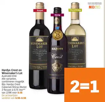 Albert Heijn Hardys Crest en Winemaker's Lot 750ml aanbieding