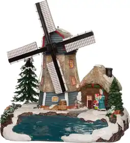 Intratuin Intratuin kersthuisje molen aan het water 20 x 13,5 x 20,5 cm aanbieding