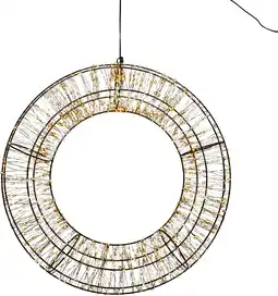 Intratuin Anna's Collection kerstkrans zwart met 1200 lampjes warm wit / extra warm D 36 H 9 cm aanbieding