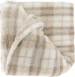 Intratuin Unique Living plaid Alix crème / grijs 150 x 200 cm aanbieding