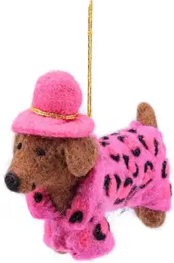 Intratuin Sjaal met Verhaal kerst ornament Panter teckel roze 5 x 14 x 10 cm aanbieding