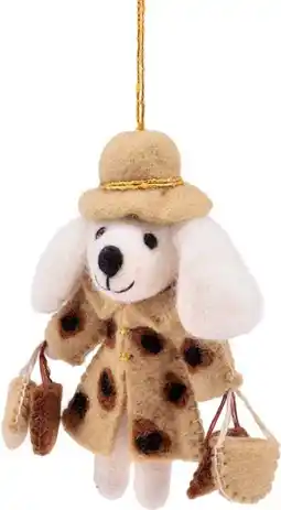Intratuin Sjaal met Verhaal kerst ornament Shopaholic poedel beige 5 x 11 x 13 cm aanbieding