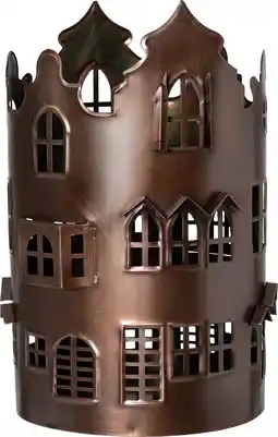 Intratuin Intratuin windlicht huisjes koper D 14 H 20 cm aanbieding