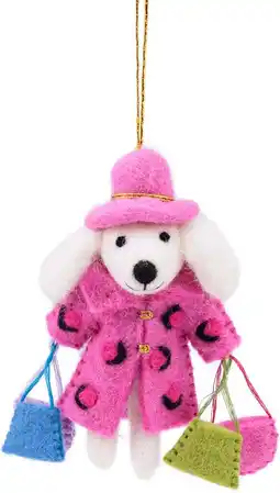Intratuin Sjaal met Verhaal kerst ornament Shopaholic poedel roze 5 x 11 x 13 cm aanbieding
