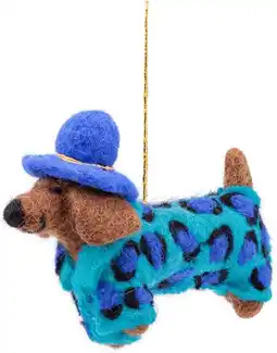 Intratuin Sjaal met Verhaal kerst ornament Panter teckel turquoise 5 x 14 x 10 cm aanbieding