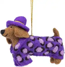 Intratuin Sjaal met Verhaal kerst ornament Panter teckel paars 5 x 14 x 10 cm aanbieding