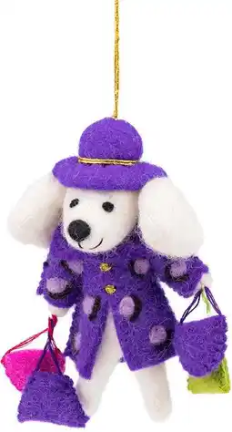 Intratuin Sjaal met Verhaal kerst ornament Shopaholic poedel paars 5 x 11 x 13 cm aanbieding