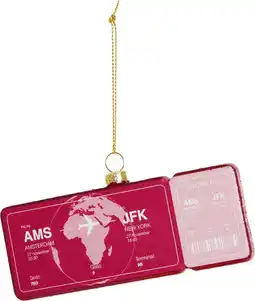 Intratuin Yup in de Boom kerst ornament Travel boardingpass new york bordeaux 12 x 6,5 x 1,5 cm aanbieding