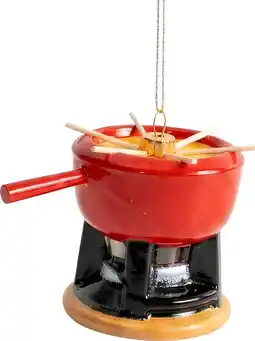 Intratuin Yup in de Boom kerst ornament Food & Drinks kaasfondue rood / zwart 7,5 x 10,5 x 8 cm aanbieding