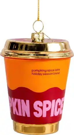 Intratuin Yup in de Boom kerst ornament Koffiecorner pumpkin spice latte oranje / paars / goud D 6,5 H 9,5 cm aanbieding