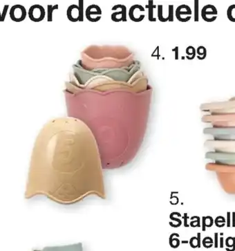 Zeeman Eco Stapelbekers 9 x 9 x 8 cm Tarwe / kunststof 6-delig aanbieding