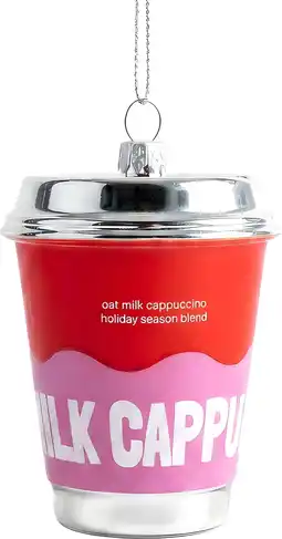 Intratuin Yup in de Boom kerst ornament Koffiecorner cappuccino to go rood / roze / zilver D 6,5 H 9,5 cm aanbieding