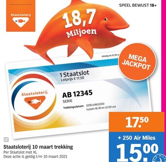 Albert Heijn Staatsloterij 10 maart trekking aanbieding