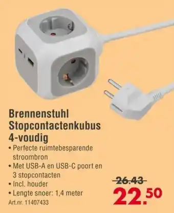 Brennenstuhl Stopcontactenkubus 4-voudig