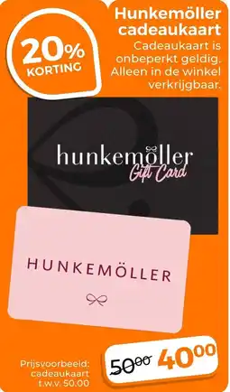 Trekpleister Hunkemöller Cadeaukaart aanbieding