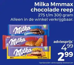 Trekpleister Milka Mmmax Chocolade Reep aanbieding