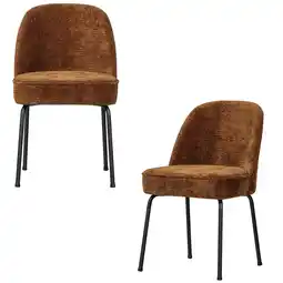 Wehkamp WOOOD Vogue Eetkamerstoelen - Bouclé - Beige - Set van 2 aanbieding